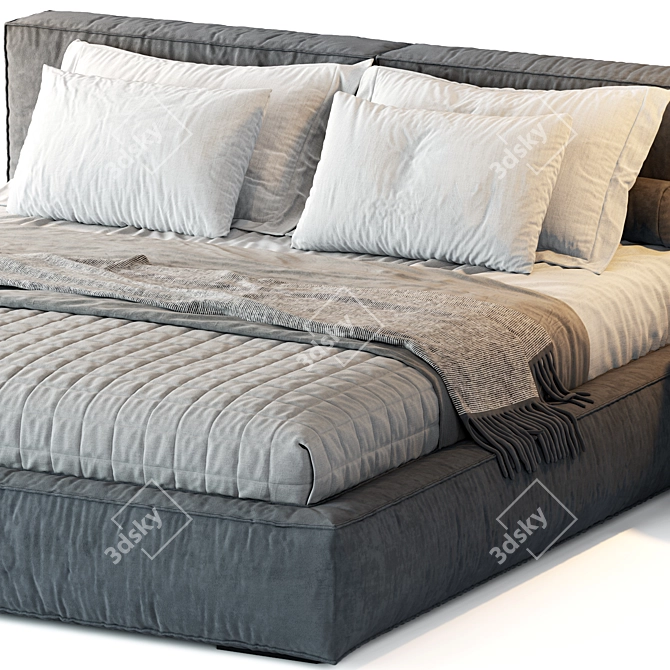 Modern Boca Navi Black Bed 3D model image 12