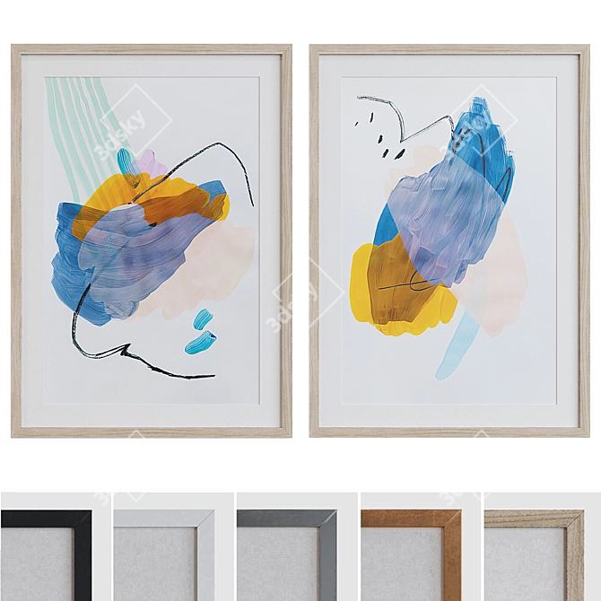 Modern Abstract Picture Frame Set 3D model image 1