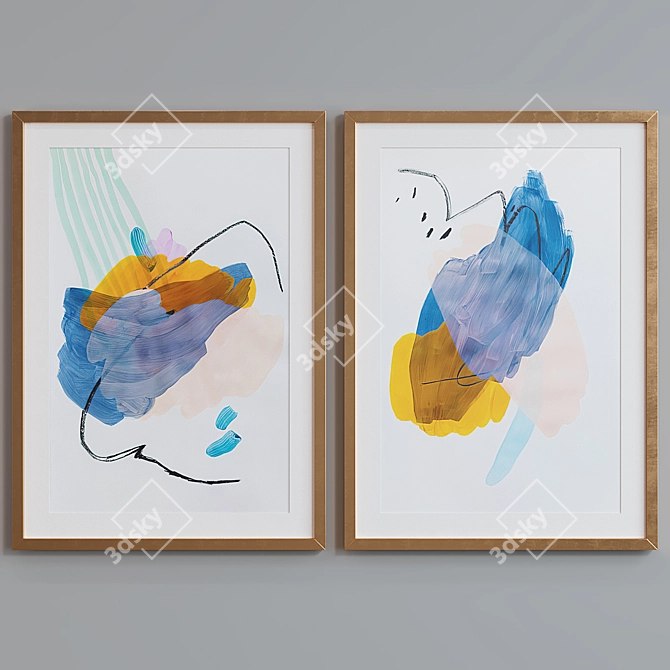 Modern Abstract Picture Frame Set 3D model image 2