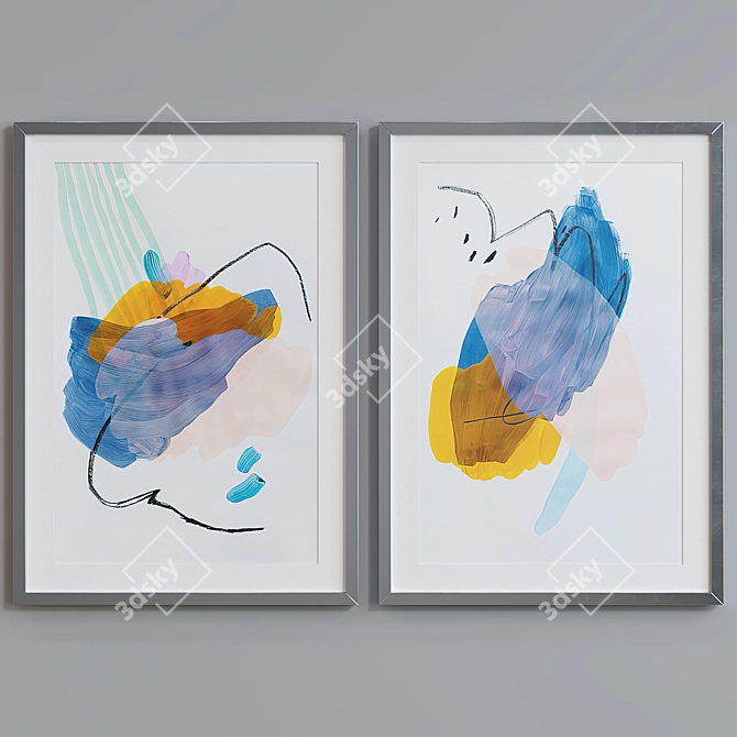 Modern Abstract Picture Frame Set 3D model image 3