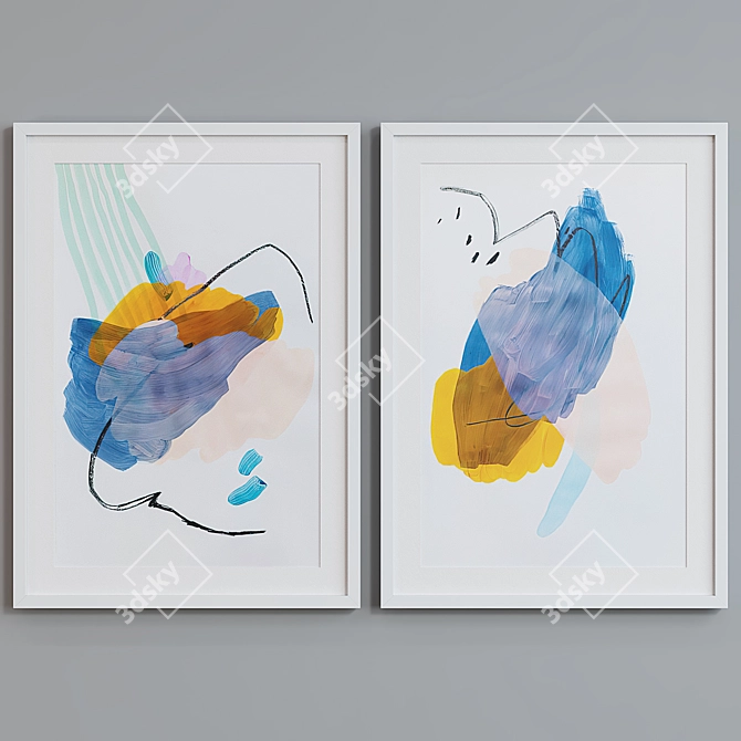 Modern Abstract Picture Frame Set 3D model image 4