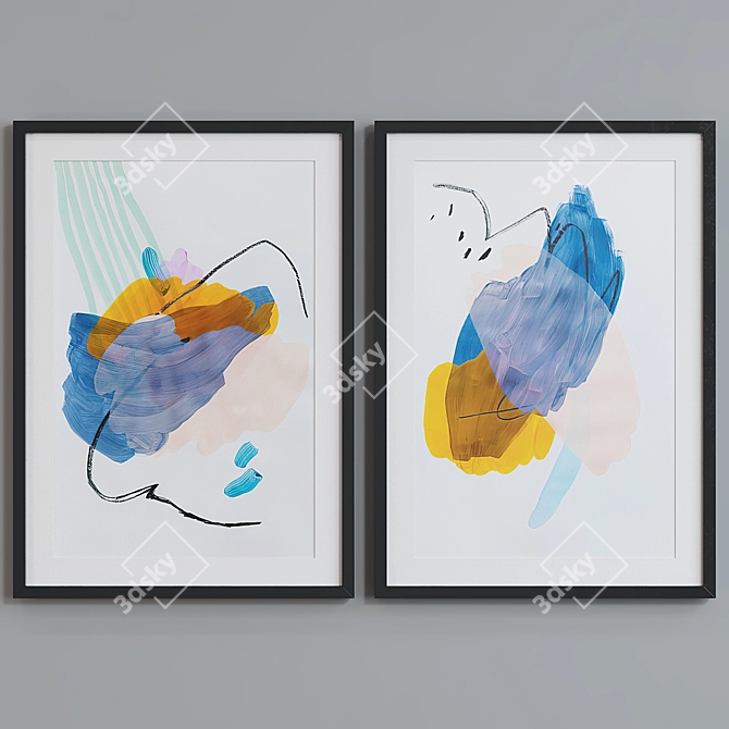 Modern Abstract Picture Frame Set 3D model image 5