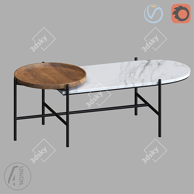 Elegant Wooden Coffee Table 3D model image 1