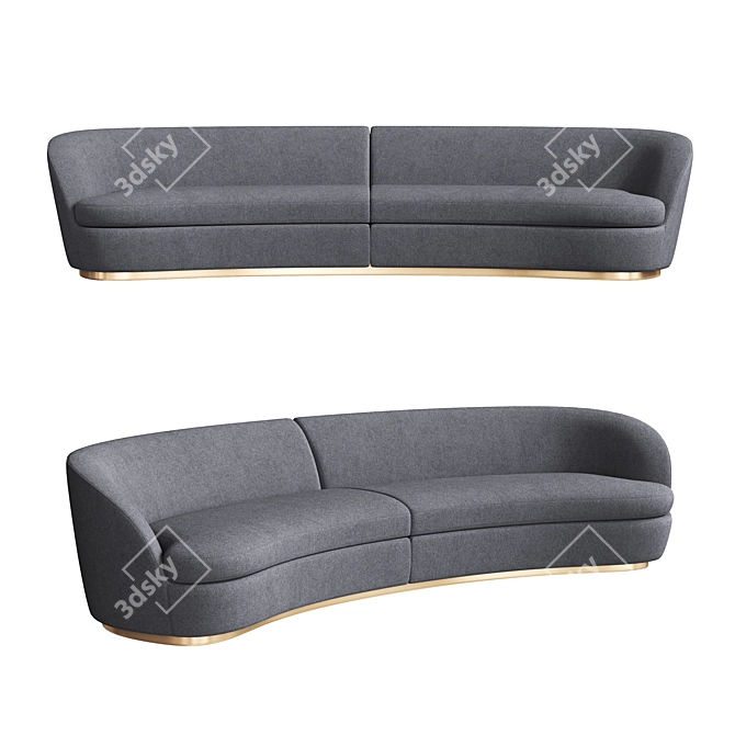 Natalie Curved Modern Velvet Sofa 3D model image 2