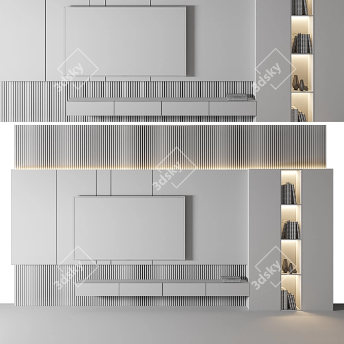 Modern TV Wall 3D Model 3D model image 2