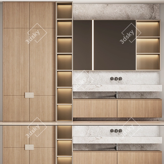 Modern Bathroom Furniture Set 06 3D model image 1