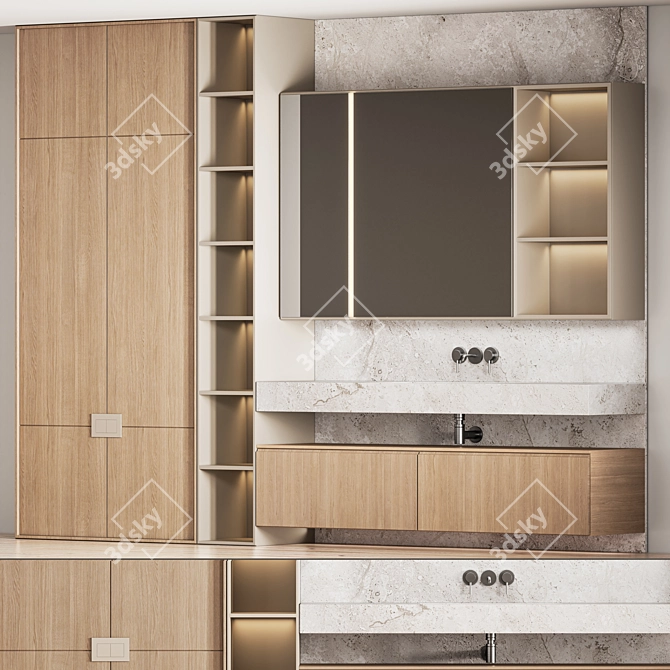 Modern Bathroom Furniture Set 06 3D model image 2