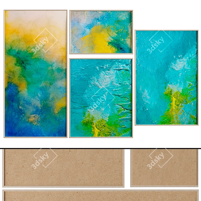 Colorful Abstract Canvas Artworks 3D model image 1