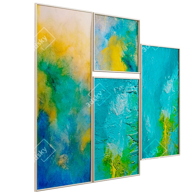 Colorful Abstract Canvas Artworks 3D model image 3