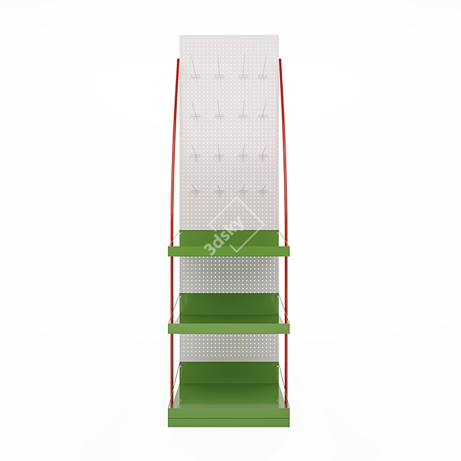 Floor Stand with Hooks, 25-Pocket Display 3D model image 2