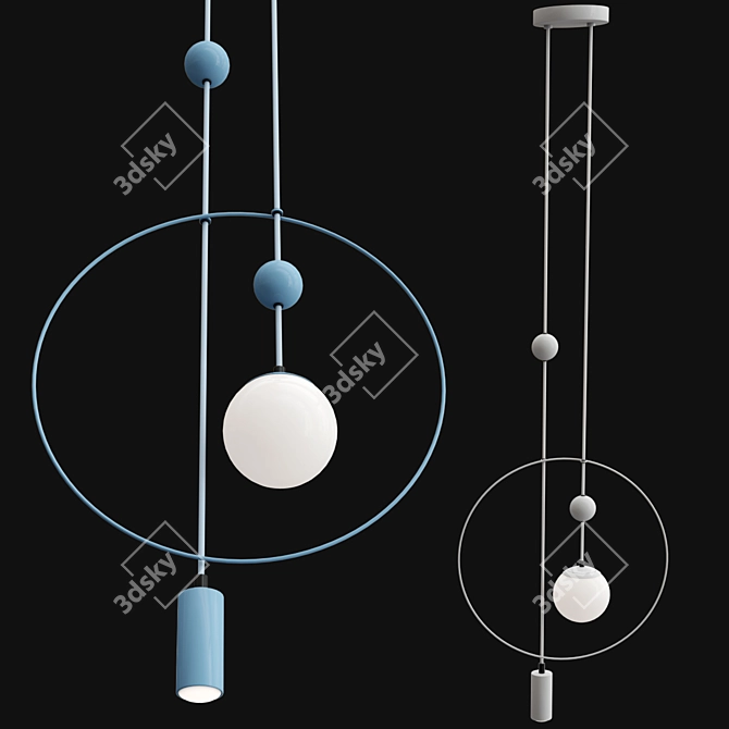 Glass Sphere Minimalist Ceiling Light 3D model image 2