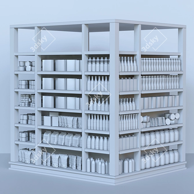 Eco-Style Supermarket Display Kit 3D model image 2