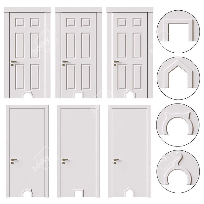 Cat Doors Selection Kit, Modern & Classic 3D model image 1