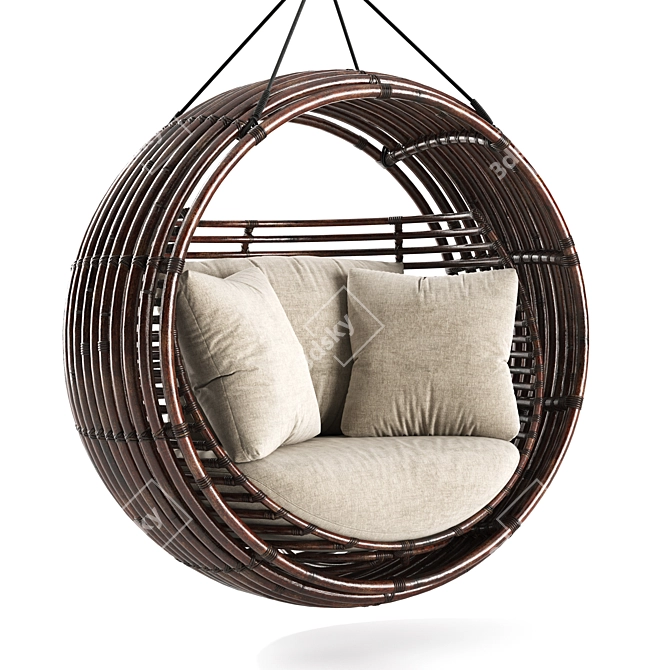 Handcrafted Apui Swing with Pillows 3D model image 1