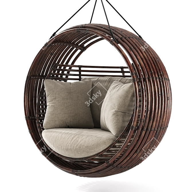 Handcrafted Apui Swing with Pillows 3D model image 5