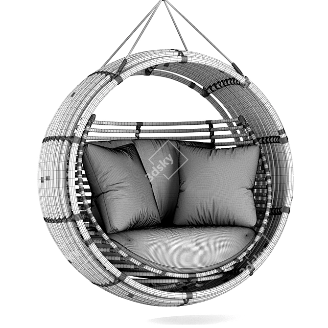 Handcrafted Apui Swing with Pillows 3D model image 7