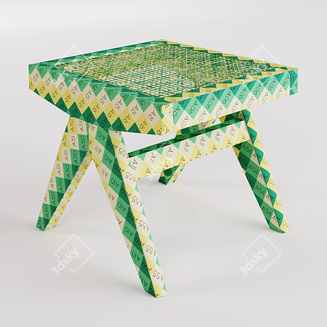 Pierre Jeanneret Cassina Stool 3D 3D model image 2