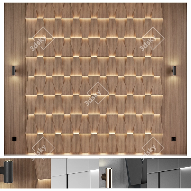 Modern Wall Panel Set 3 3D model image 1