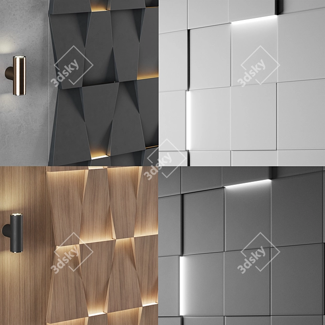 Modern Wall Panel Set 3 3D model image 4