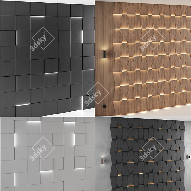 Modern Wall Panel Set 3 3D model image 6