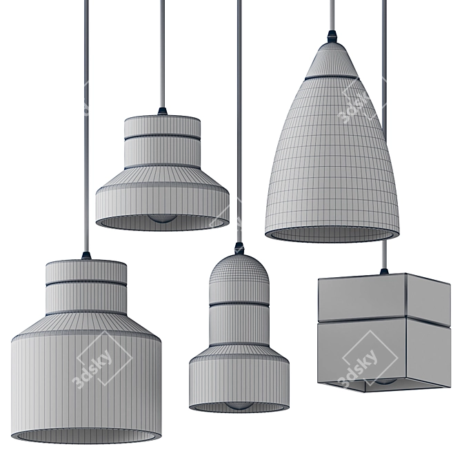 Sleek Industrial Pendant Collection 3D model image 2