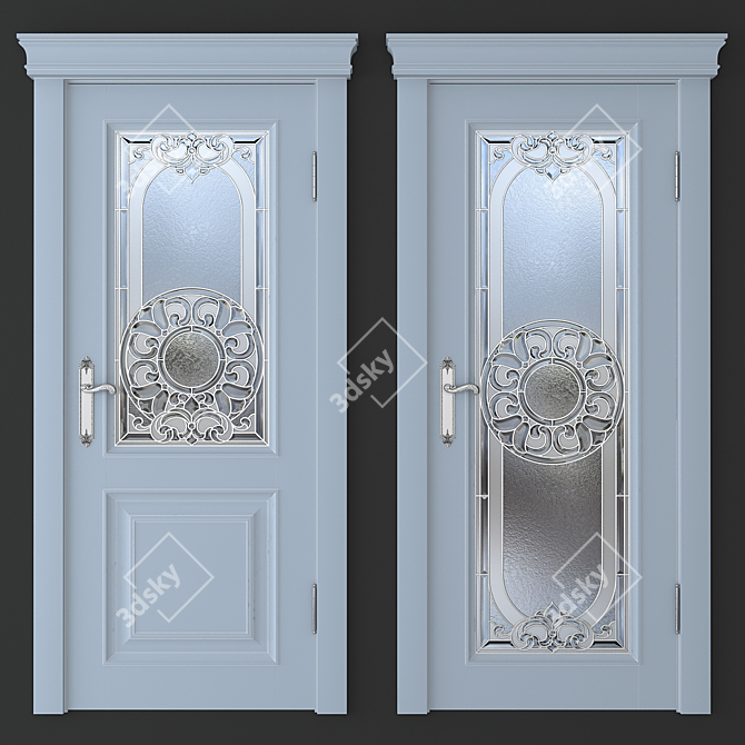 Stained Glass Door Set 3D model image 3