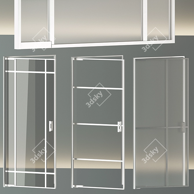 Customizable Glass Door Set 3D model image 2