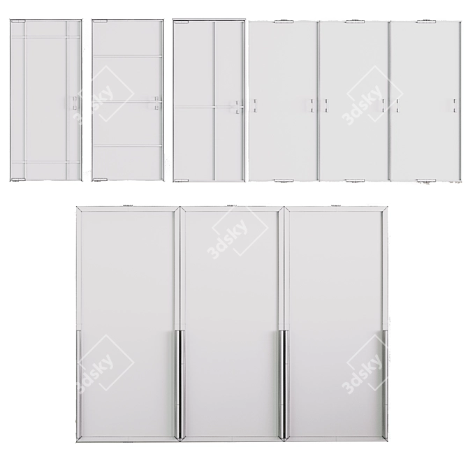 Customizable Glass Door Set 3D model image 4