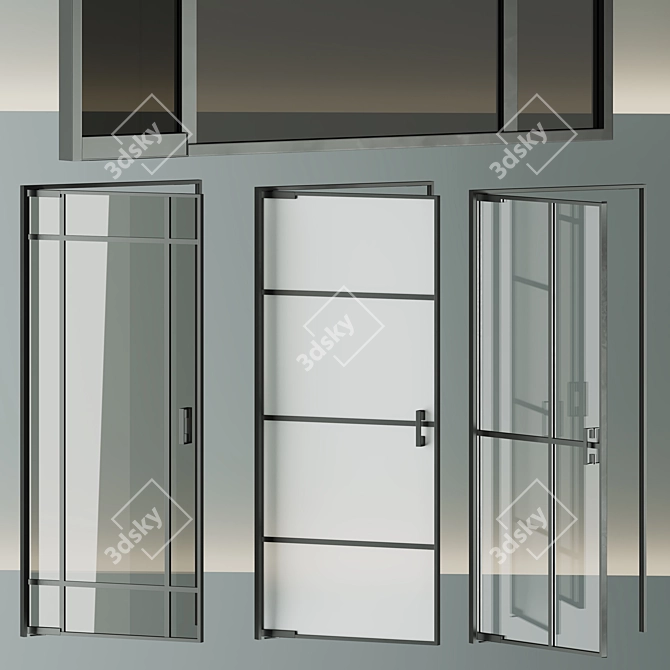 Customizable Glass Door Set 3D model image 5