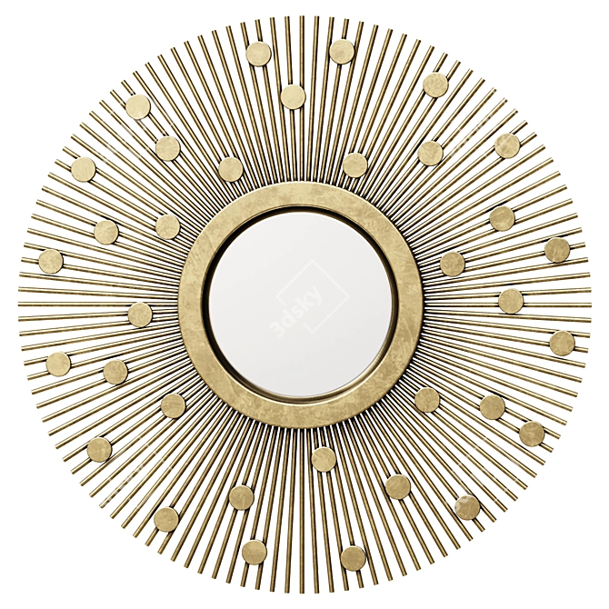 Vintage Sunburst Brass Mirror 3D model image 1