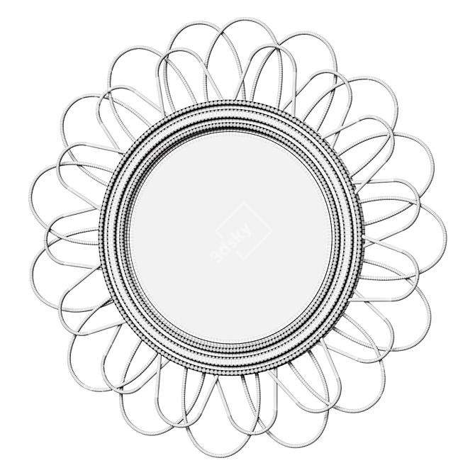 Black Rattan Flower Mirror 60cm 3D model image 2