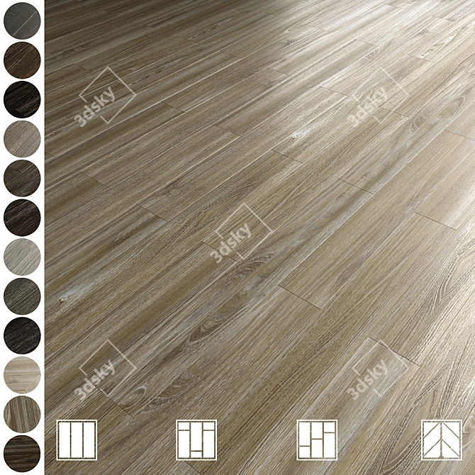 Wood Flooring Parket Set 12 Colors 3D model image 1