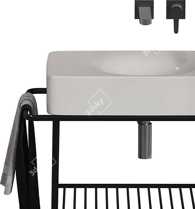 Scarabeo Fuji Console Washbasin Combo 3D model image 3