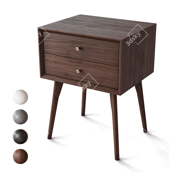 Bedside Table in 4 Colors 3D model image 1