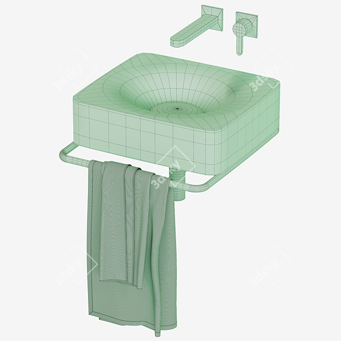 Scarabeo Fuji Towel Rack & Washbasin 3D model image 5