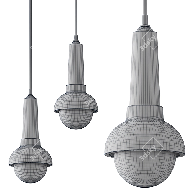 Modern Curved Glass Pendant Lights 3D model image 2