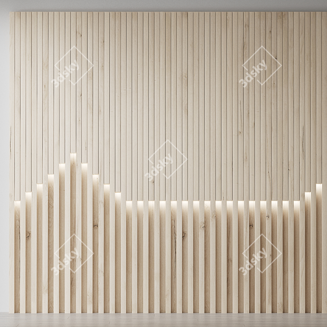 Decorative Wooden Wall Panel 3D model image 1