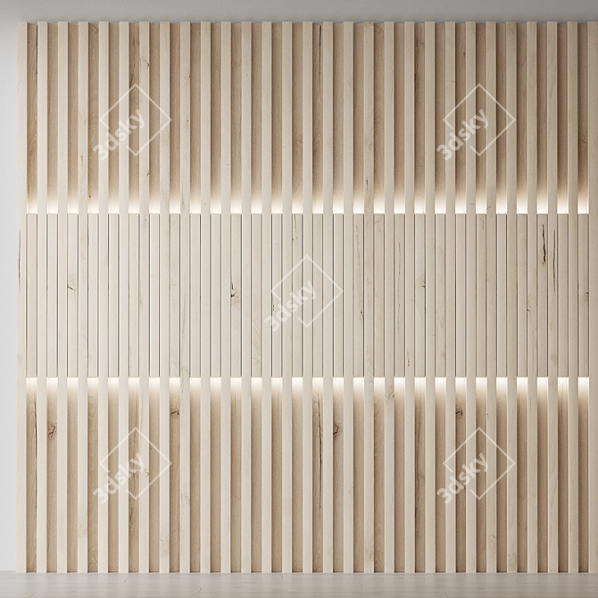 Modern Wooden Decorative Wall 3D model image 1