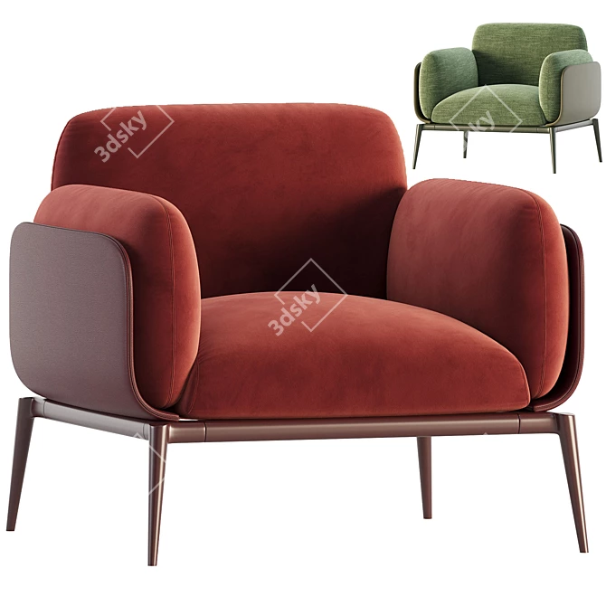 Sleek Brooklyn Armchair Design 3D model image 1