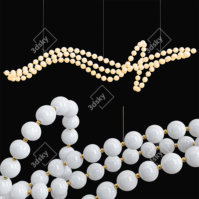 Elegant Pearl Necklace Chandelier 3D model image 1