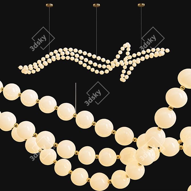 Elegant Pearl Necklace Chandelier 3D model image 2