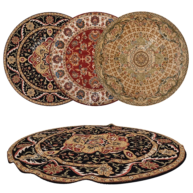 Versatile Round Rug Set 3D model image 1