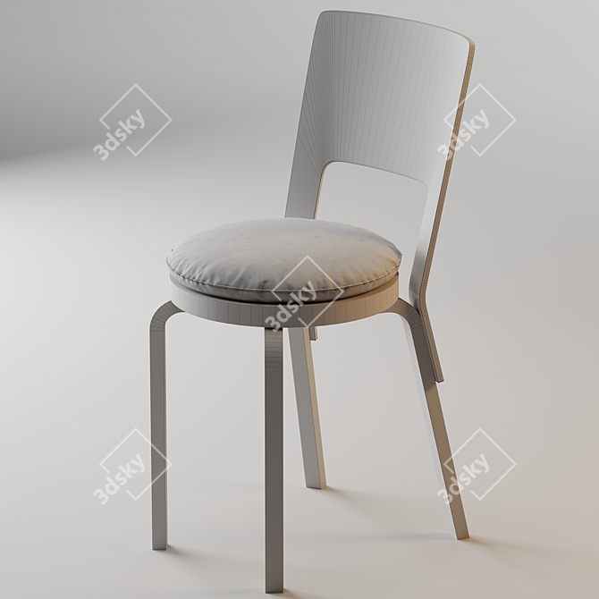 Aalto High Backrest Dining Chair 3D model image 6