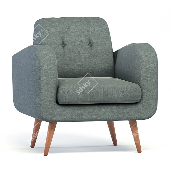 Elegant Valeria Tufted Armchair 3D model image 1