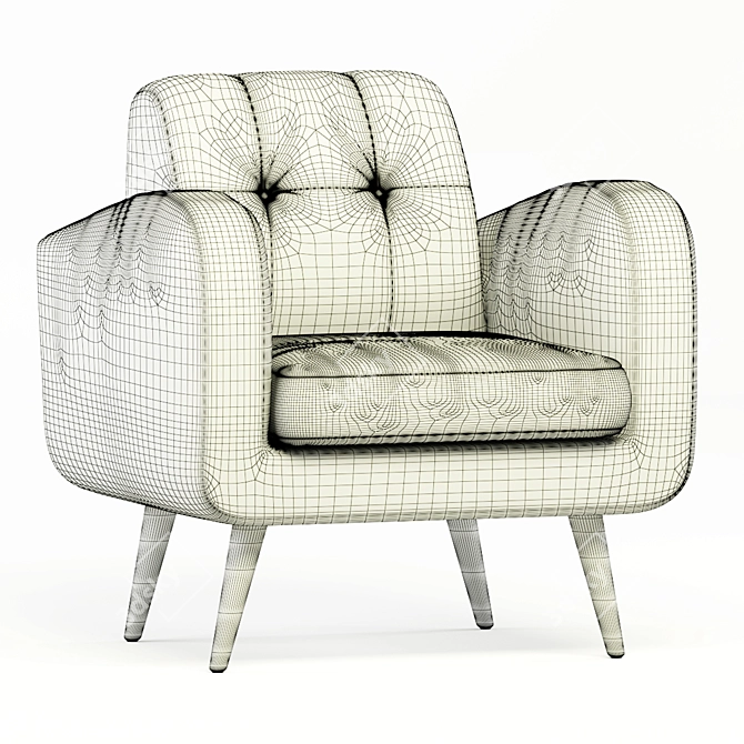 Elegant Valeria Tufted Armchair 3D model image 5