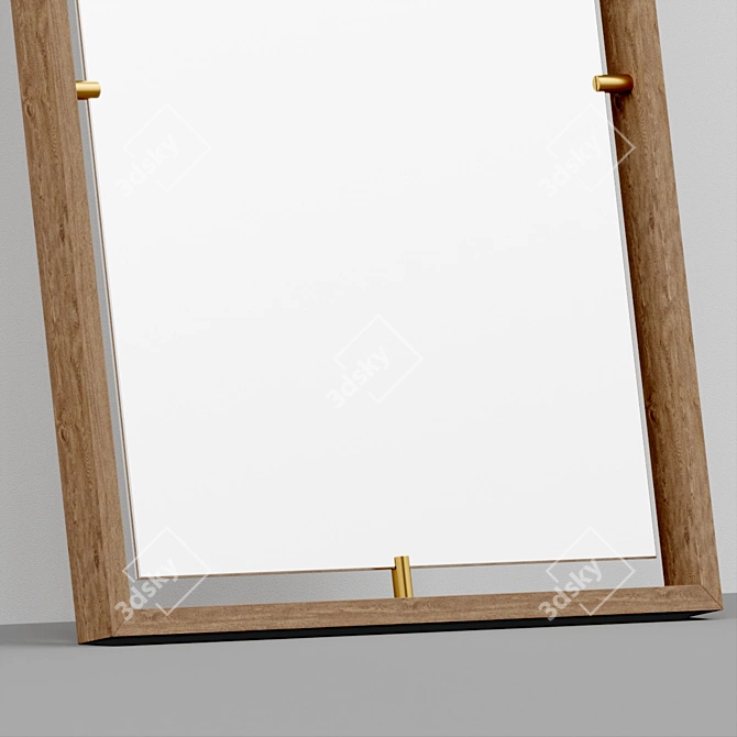 Floating Oak Wood Mirror 3D model image 3