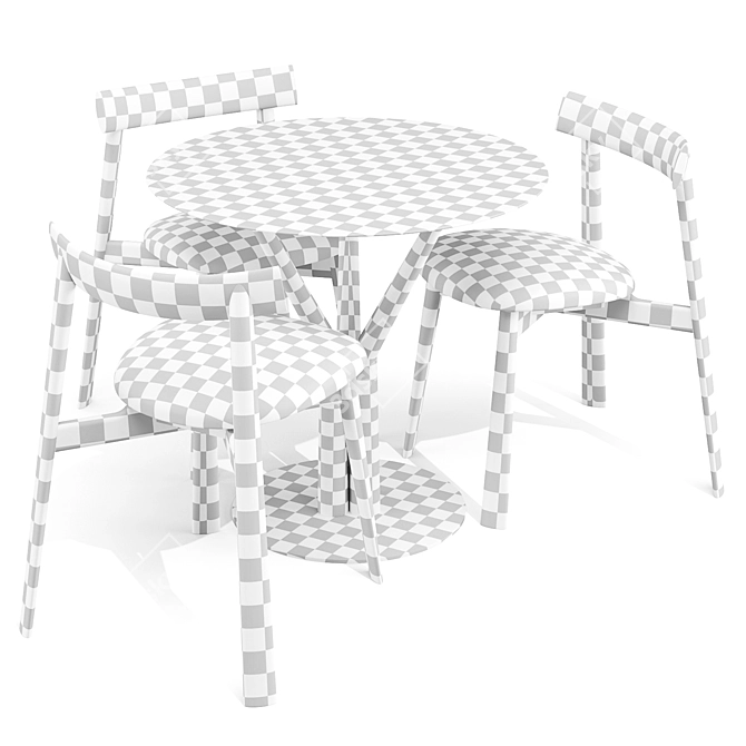 Italian Design Dining Set: Gren Table & Remo Chairs 3D model image 4