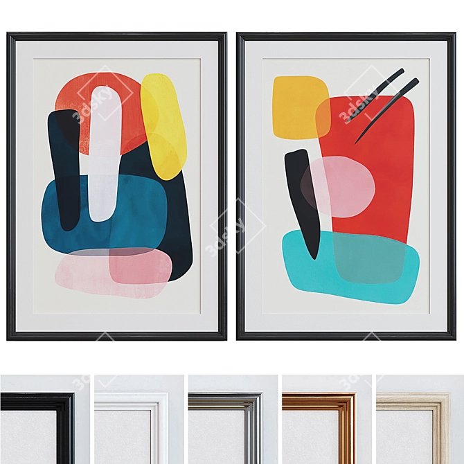 Modern Abstract Picture Frame Set 3D model image 1