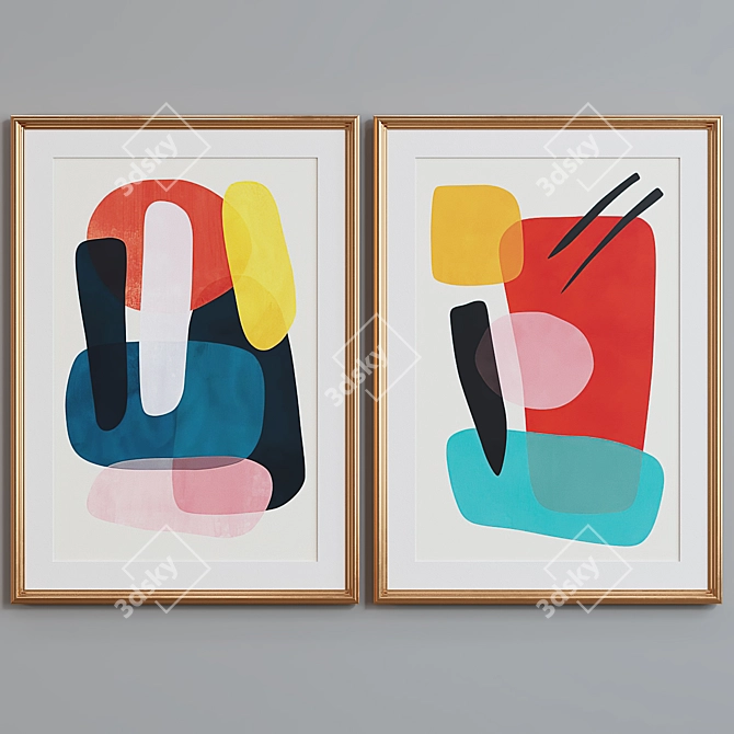 Modern Abstract Picture Frame Set 3D model image 3