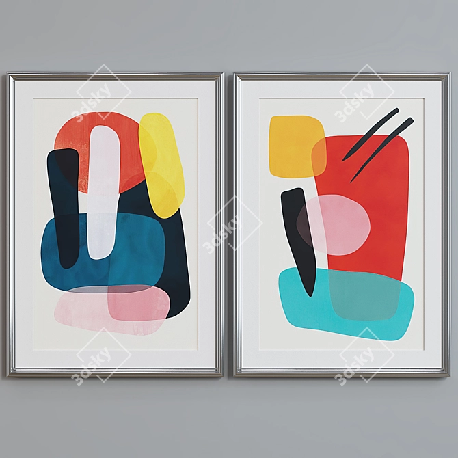 Modern Abstract Picture Frame Set 3D model image 5